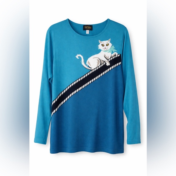 Bob Mackie Wearable Art – Whimsical Cat Graphic Wearable Art for Cat Lovers- 3X - Picture 1 of 5